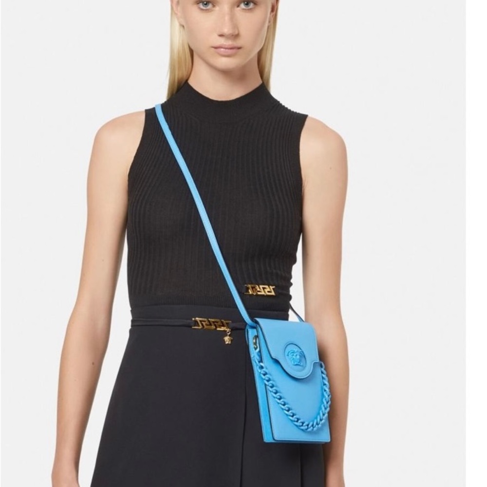 Blue Versace phone case purse